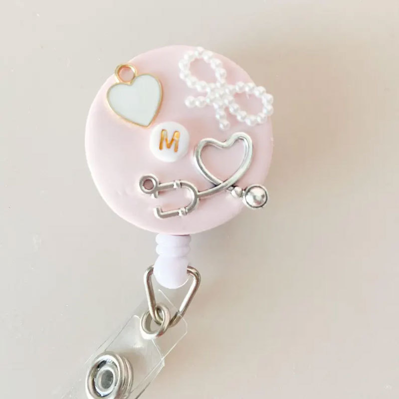 Clay Badge Reel for Nurse Stethoscope Badge Cute Nurse Gift