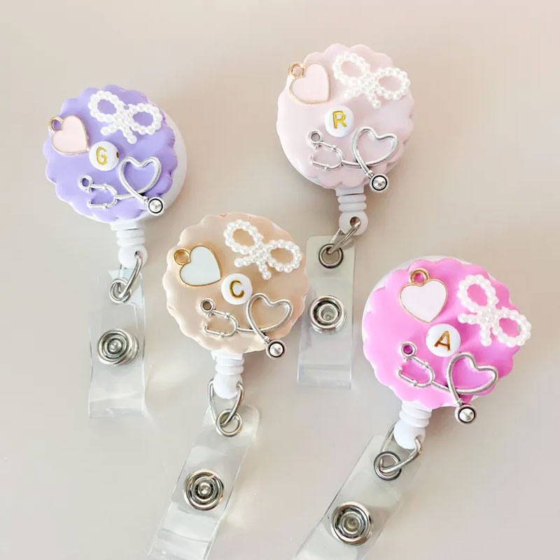 Clay Badge Reel for Nurse Stethoscope Badge Cute Nurse Gift