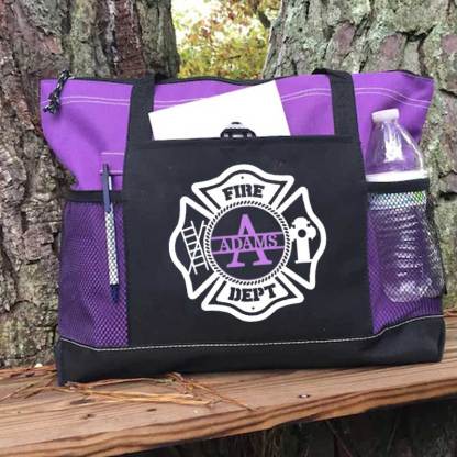Personalized Fire Department Maltese Cross Monogram with Custom Name Tote Bag
