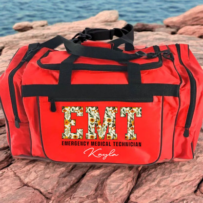  Boho Floral EMT First Aid Bag Personalized with your Name Gym Duffle Travel Bag