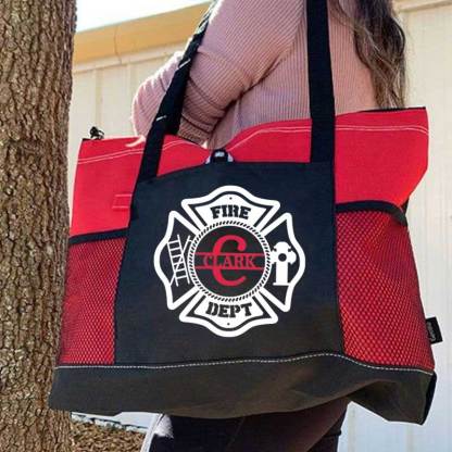 Personalized Fire Department Maltese Cross Monogram with Custom Name Tote Bag