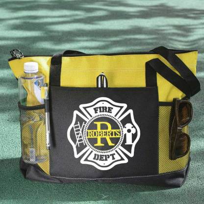 Personalized Fire Department Maltese Cross Monogram with Custom Name Tote Bag