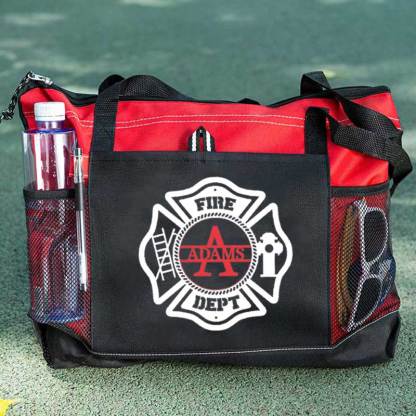 Personalized Fire Department Maltese Cross Monogram with Custom Name Tote Bag