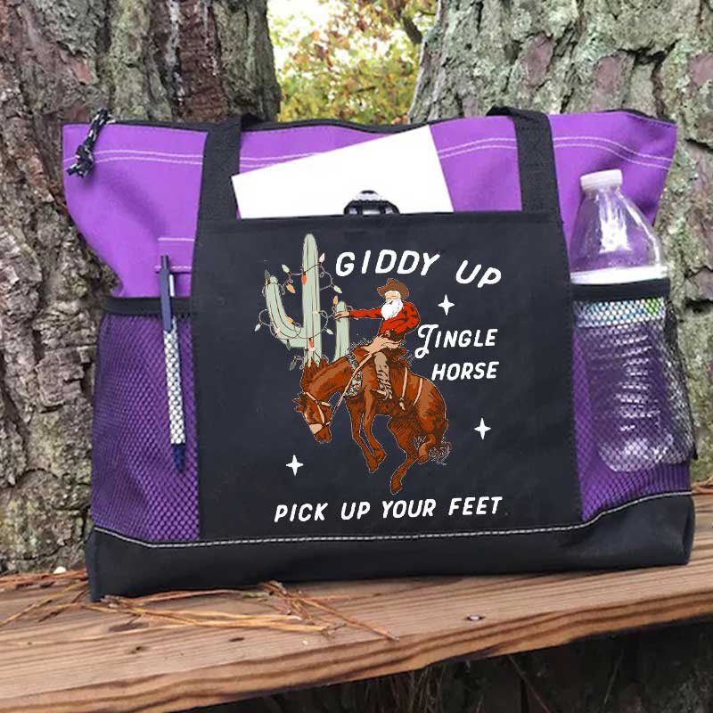 Giddy Up Jingle Horse Pick Up Your Feet Christmas Tote Bag