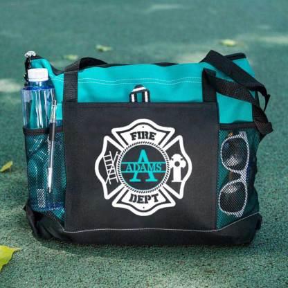 Personalized Fire Department Maltese Cross Monogram with Custom Name Tote Bag
