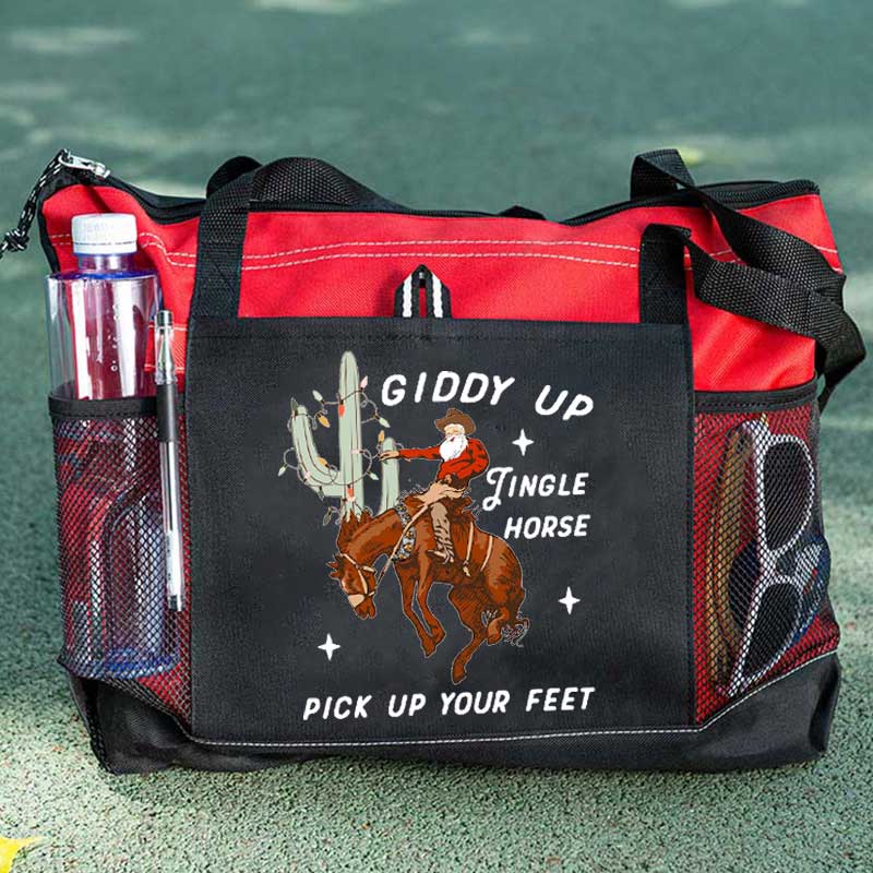 Giddy Up Jingle Horse Pick Up Your Feet Christmas Tote Bag