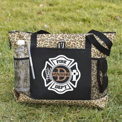 Personalized Fire Department Maltese Cross Monogram with Custom Name Tote Bag