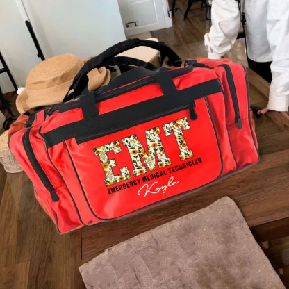  Boho Floral EMT First Aid Bag Personalized with your Name Gym Duffle Travel Bag