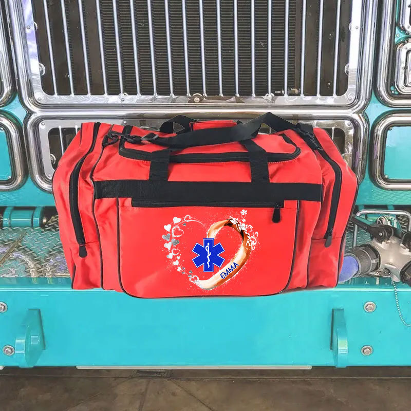Paramedic EMS EMT Beautiful Heart with your Name EMT Gym Duffle Travel Bag