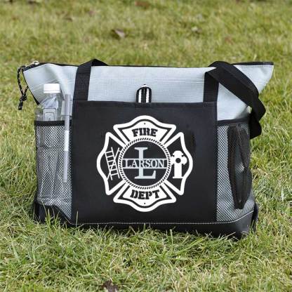 Personalized Fire Department Maltese Cross Monogram with Custom Name Tote Bag