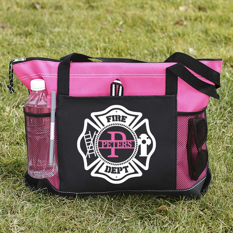 Personalized Fire Department Maltese Cross Monogram with Custom Name Tote Bag