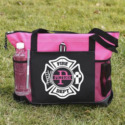 Personalized Fire Department Maltese Cross Monogram with Custom Name Tote Bag