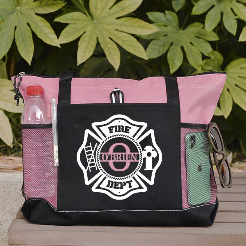 Personalized Fire Department Maltese Cross Monogram with Custom Name Tote Bag