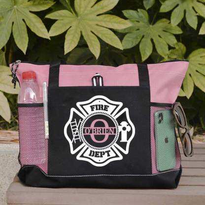 Personalized Fire Department Maltese Cross Monogram with Custom Name Tote Bag