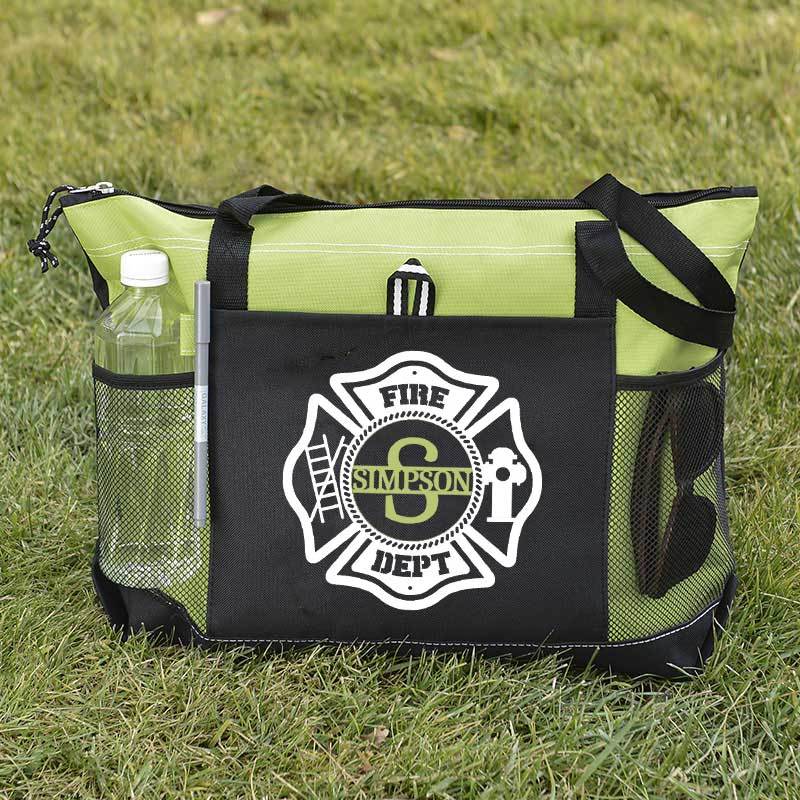 Personalized Fire Department Maltese Cross Monogram with Custom Name Tote Bag