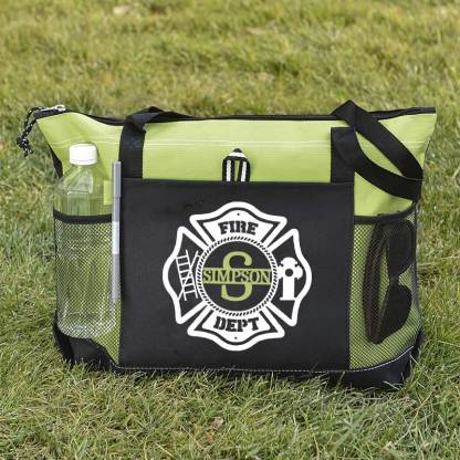 Personalized Fire Department Maltese Cross Monogram with Custom Name Tote Bag