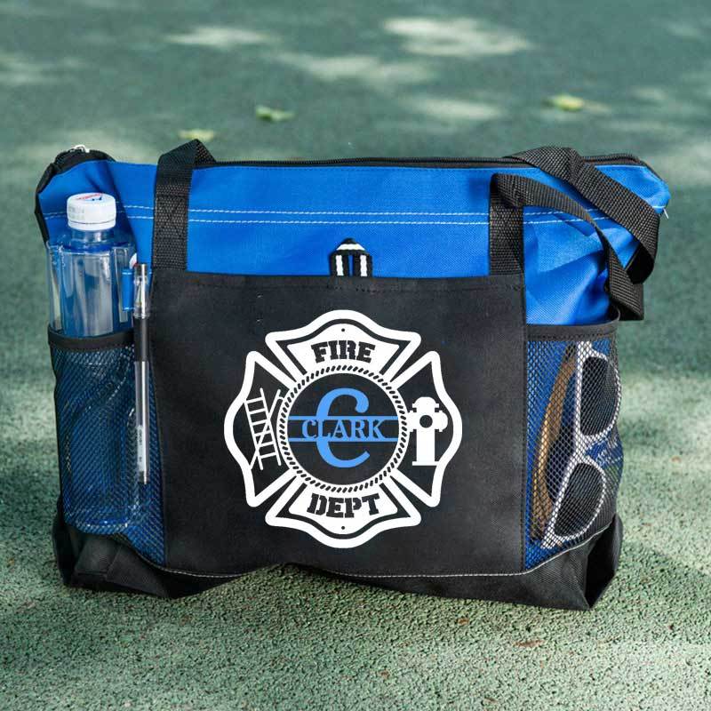 Personalized Fire Department Maltese Cross Monogram with Custom Name Tote Bag