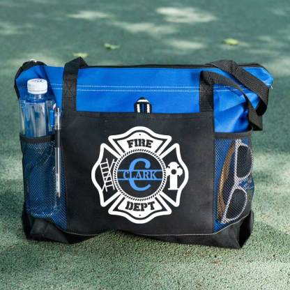 Personalized Fire Department Maltese Cross Monogram with Custom Name Tote Bag