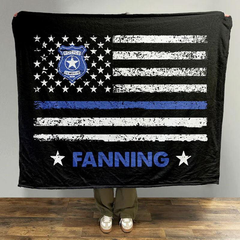 Custom First Responder Blanket with Name, Firefighter Police Gifts