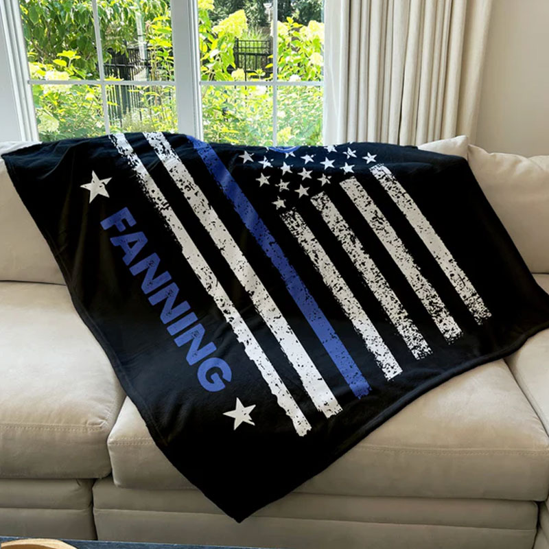 Custom First Responder Blanket with Name, Firefighter Police Gifts