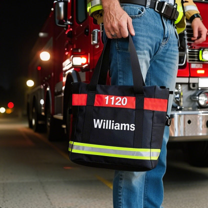 Black Firefighter Themed Handbag With Reflective Strip
