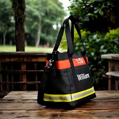 Black Firefighter Themed Handbag With Reflective Strip