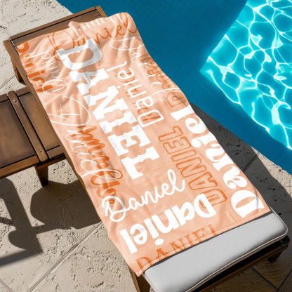 Personalized Signature Beach Towel with Name For Kids, Vacation, Picnic Towel