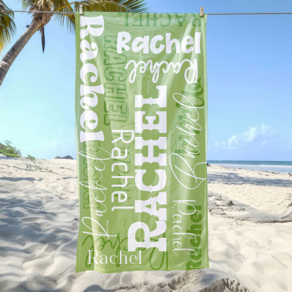 Personalized Signature Beach Towel with Name For Kids, Vacation, Picnic Towel