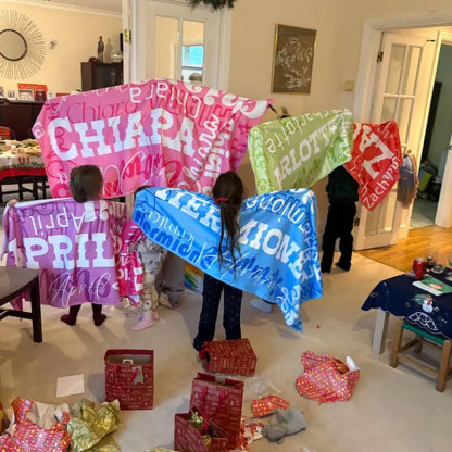 Personalized Signature Beach Towel with Name For Kids, Vacation, Picnic Towel