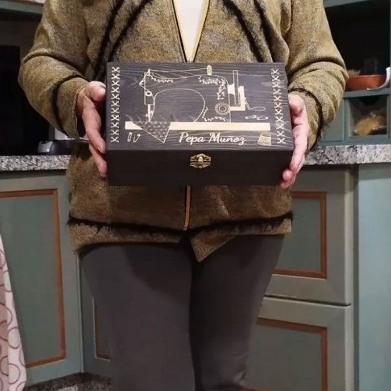 Personalized Engraved Sewing Machine Wooden Box
