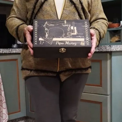 Personalized Engraved Sewing Machine Wooden Box