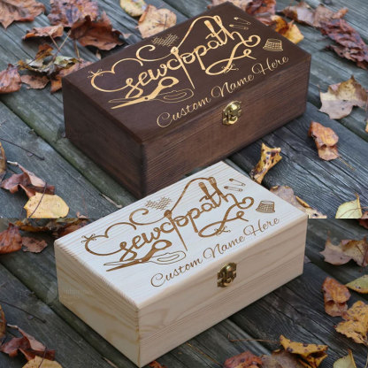 Personalized Engraved Sewing Machine Wooden Box
