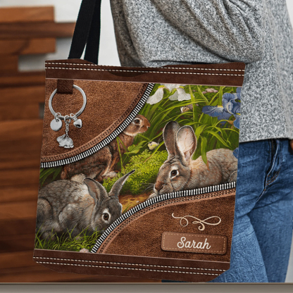Bunny With Flower Bunny Personalized All Over Tote Bag