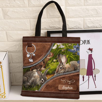 Bunny With Flower Bunny Personalized All Over Tote Bag