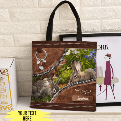 Bunny With Flower Bunny Personalized All Over Tote Bag