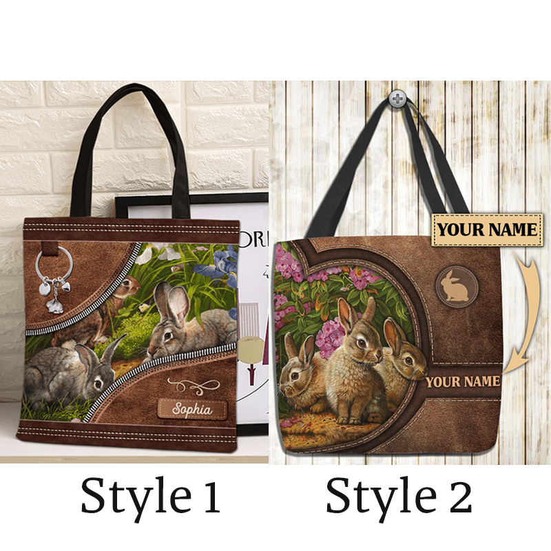 Bunny With Flower Bunny Personalized All Over Tote Bag