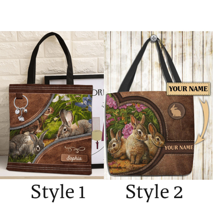 Bunny With Flower Bunny Personalized All Over Tote Bag