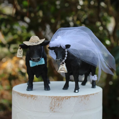 Cow Cake Topper Wedding Anniversary Bride Groom Personalized Unique Barn Gifts