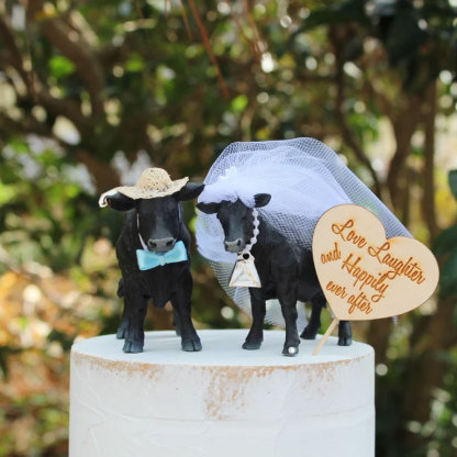 Cow Cake Topper Wedding Anniversary Bride Groom Personalized Unique Barn Gifts