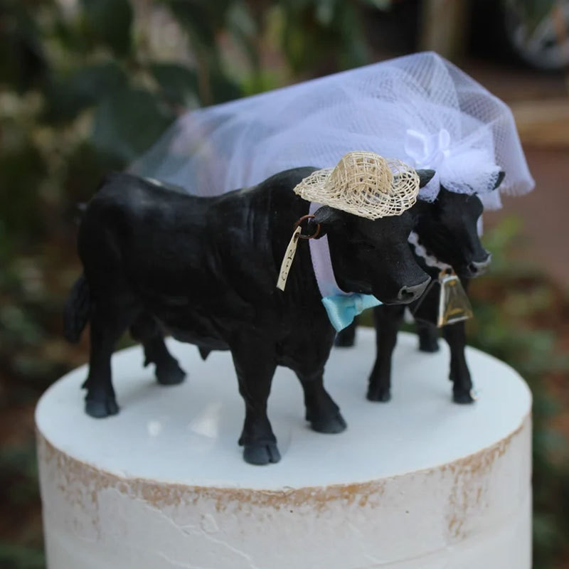 Cow Cake Topper Wedding Anniversary Bride Groom Personalized Unique Barn Gifts