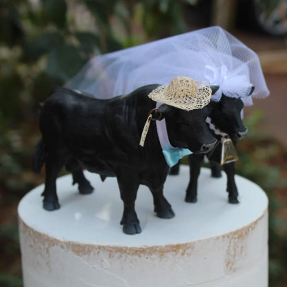 Cow Cake Topper Wedding Anniversary Bride Groom Personalized Unique Barn Gifts