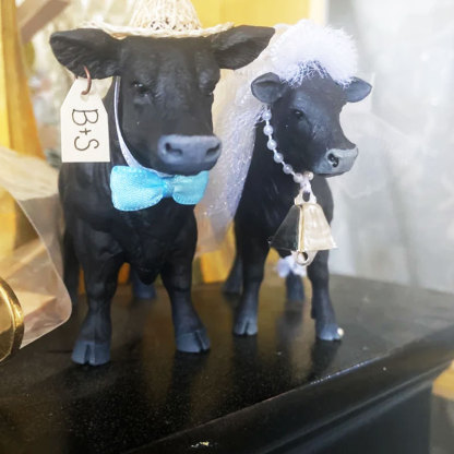 Cow Cake Topper Wedding Anniversary Bride Groom Personalized Unique Barn Gifts