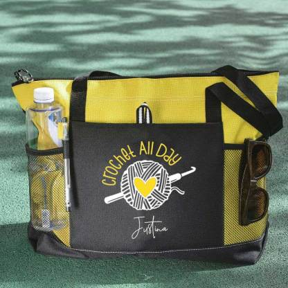 Crochet All Day Personalized Crochet Lover Tote Bag