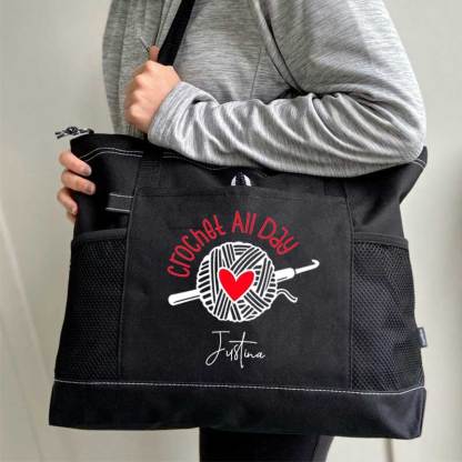 Crochet All Day Personalized Crochet Lover Tote Bag