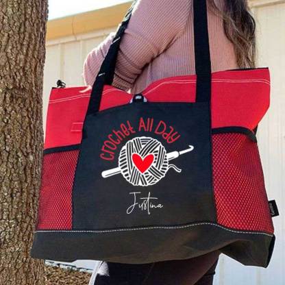 Crochet All Day Personalized Crochet Lover Tote Bag