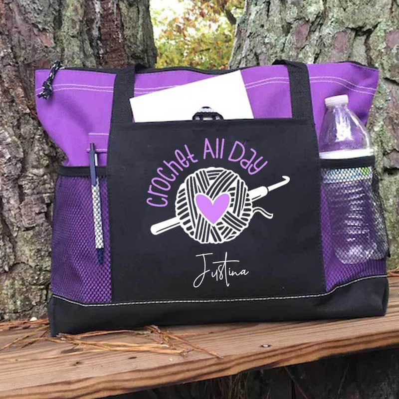 Crochet All Day Personalized Crochet Lover Tote Bag