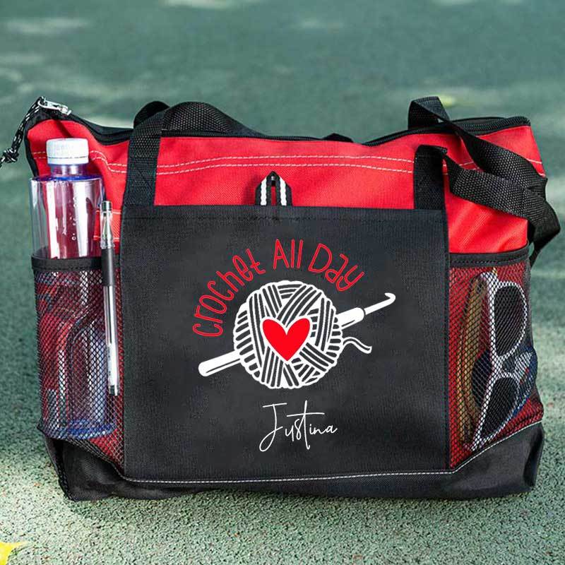 Crochet All Day Personalized Crochet Lover Tote Bag