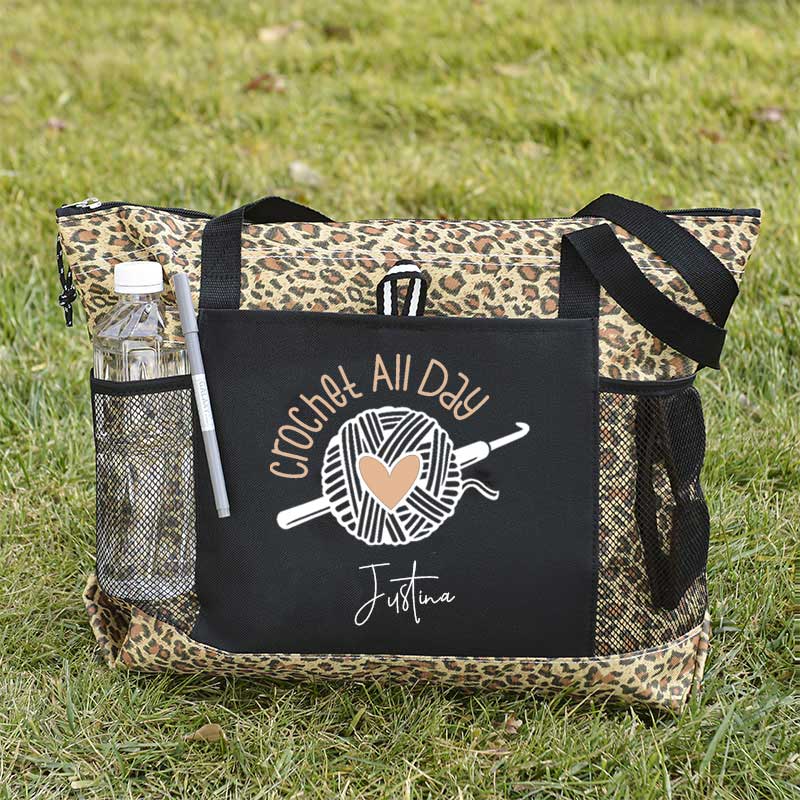 Crochet All Day Personalized Crochet Lover Tote Bag