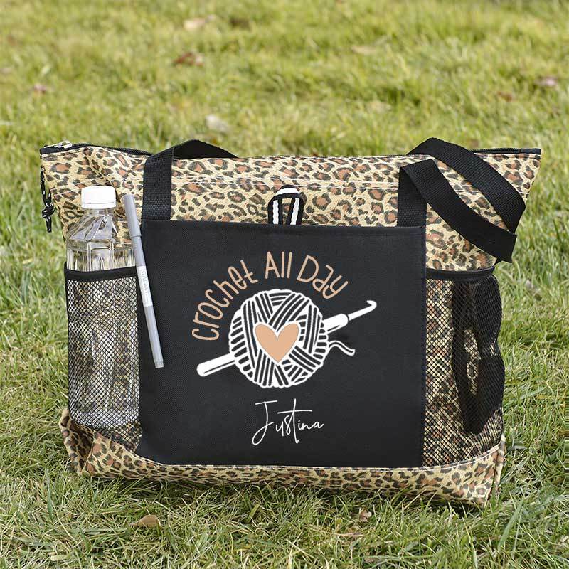 Crochet All Day Personalized Crochet Lover Tote Bag