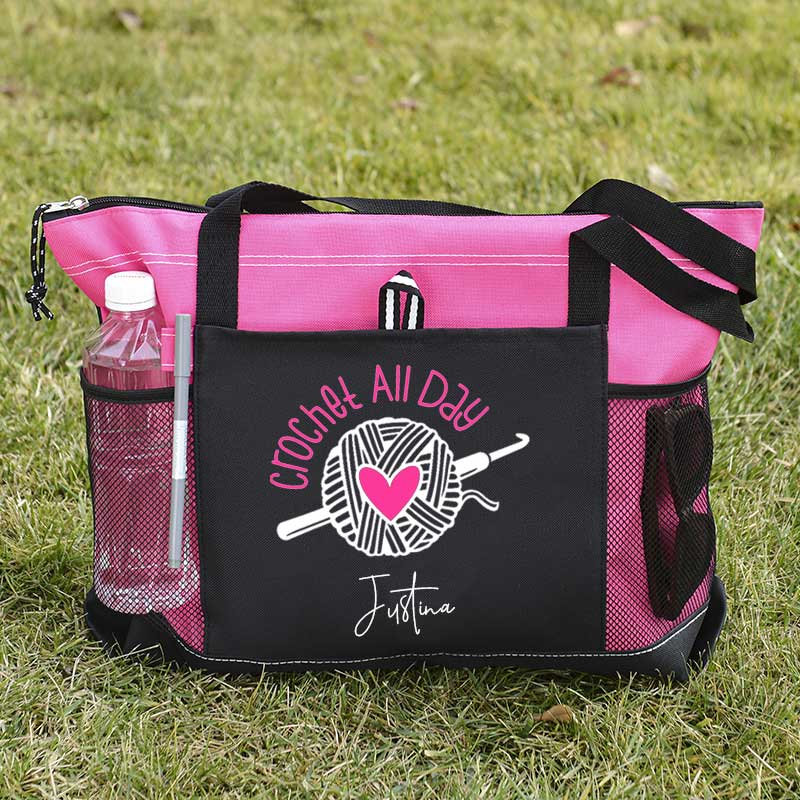 Crochet All Day Personalized Crochet Lover Tote Bag